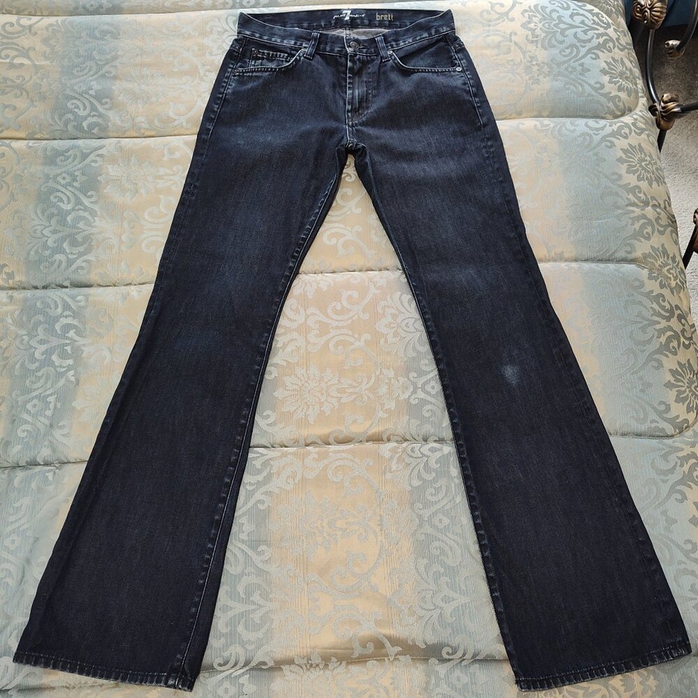 7 For All Mankind dark wash Brett bootcut blue jeans, EUC, size 28